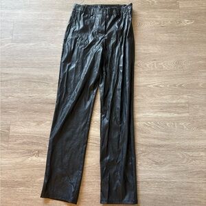 Source Unknown Black Faux Leather Wide-Leg Trousers